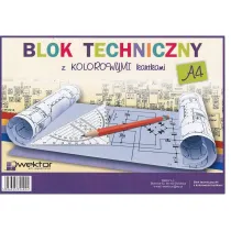 Wektor Blok techniczny A4 kolorowy 8 kartek