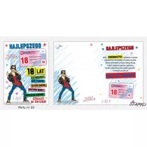 Stamp Karnet Party naklejany B6+koperta Urodziny 18 wz20