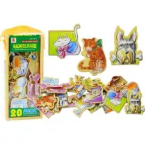 Magnesy drewniane Zwierzta 20szt Leantoys