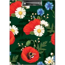 Penmate Deska z klipem a4 t0127 kwiaty polskie maki w zieleni folia mat nierysuj�ca