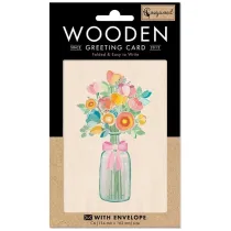 Cozywood Karnet drewniany C6 + koperta Bukiet kwiat�w