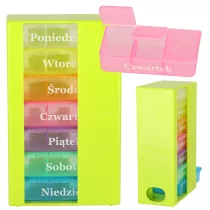 Pudeko organizer na leki na tabletki kasetka 7 dni 3 pory dnia 4 jzyki