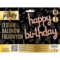 Zestaw balonw foliowych Happy Birthday rose gold