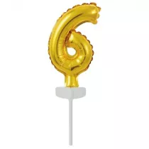 Amscan Balon foliowy mini cyfra 6 z�ota 7x12cm