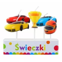 Godan wieczki urodzinowe figurki Wycigi samochodowe 4 szt.