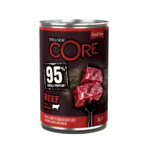 WellnessCORE Core 95% Single Potein, karma mokra, dla psw dorosych, woowina z brokuem, puszka 400 g