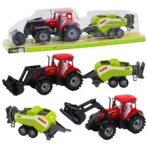 Traktor z adowaczem i pras rolnicz czerwony Leantoys