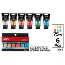 Artix Farba akrylowa metal 75ml 6 kolorw