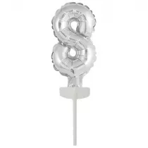 Amscan Balon foliowy mini cyfra 8 srebrna 6,5x12cm