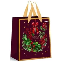 Interdruk Torebka prezentowa du�a bo�onarodzeniowa Burgundy 33x46x13cm