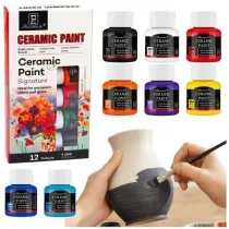 LeanToys Farby ceramiczne do porcelany, szk�a 12 kolor�w