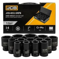 Jcb Nasadki udarowe d�ugie kpl. 1" 6-k�tne (22-60mm) 14 el.