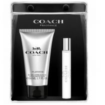 Coach Platinum zestaw dla mężczyzn woda perfumowana spray + balsam po goleniu + kosmetyczka 7.5 ml + 50 ml