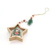 Adar Zawieszka drewniana gwiazda ze �wiat�em LED