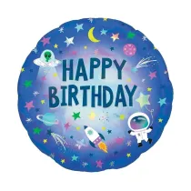 Amscan Balon foliowy holo Happy Birthday Kosmos 46cm