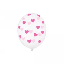 PartyDeco Balony Serduszka Crystal Clear 30cm