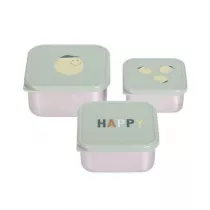 Lassig Pojemnik na przekski snackbox ze stali nierdzewnej 3 szt. Happy Fruits Lemon