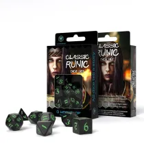 Classic Runic Dice Set, koci, czarne, zielone Q-Workshop