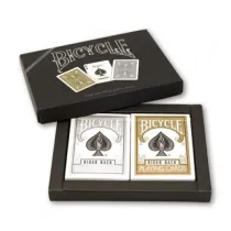 Bicycle Prestige Line, zestaw kart do gry Poker Back 2, zote i srebrne