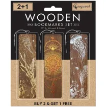 Cozywood Zakadki drewniane do ksiki 2+1 Zote 3 szt.