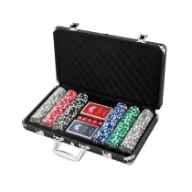 Zestaw 300 etonw pokerowych w ciemnej aluminiowej walizce
