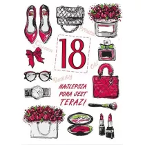 Stamp Karnet Party naklejany B6 + koperta Urodziny 18