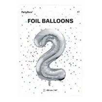 PartyDeco Balon foliowy 2 srebrny 86cm