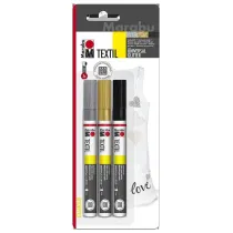 Marabu Markery do jasnych tkanin 3 kolory z brokatem