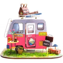 Skadany Drewniany Model LED - Camper Robotime