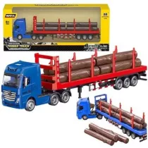 Ciarwka transport drewna metalowa 1:50 czerwona Leantoys