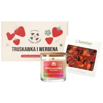 Pakiet: Zestaw prezentowy Truskawka i Werbena TRIO - mus, peeling, olejek do cia�a, �wieca sojowa o zapachu Truskawka, Malina i R�a, Czekolada mleczna z malin�, truskawk� i porzeczk� bez dodatku cukru beglutenowa