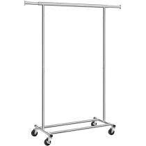 Songmics Mobilny wieszak na ubrania srebrny chrom