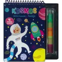Kosmos. Kolorowanki, naklejki, 4 neonowe markery