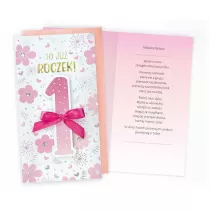 Kukartka Karnet Urodziny Roczek r�owe kwiatki