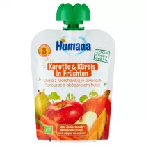 Humana 100% Organic Mus dynia z marchewk w owocach po 8. miesicu 90 g Bio