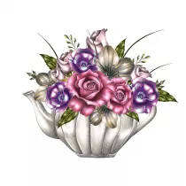 Clear Creations Karnet Swarovski kwadrat CL0329 Kwiaty w imbryku