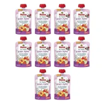 Holle Mus Jagodowy piesek (jab�ko - brzoskwinia - owoce le�ne) od 8 miesi�ca Demeter Zestaw 10 x 100 ml Bio