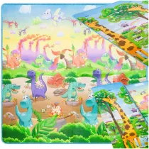 Mata edukacyjna piankowa dwustronna skadana ZOO 200 x 180 x 1 cm