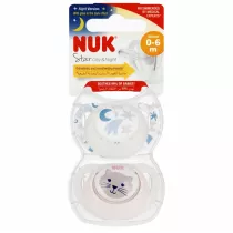 Nuk Smoczek uspokajajcy silikonowy 0-6m Star Day&Night 10730692 2 szt.