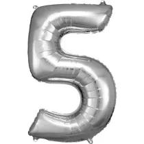 Amscan Balon foliowy cyfra 5 srebrna 57x86cm