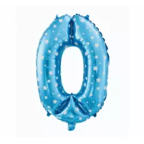 Godan Balon foliowy cyfra 0 gwiazdy 61cm niebieski