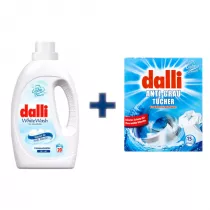 Dalli Zestaw Pyn do prania tkanin biaych White Wash + Chusteczki do prania biaych tkanin 1100 ml + 15 szt.