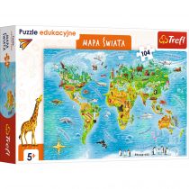 Puzzle edukacyjne 104 el. Mapa świata dla dzieci Trefl
