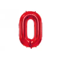 PartyDeco Balon foliowy 0 czerwony 86cm