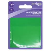 Strigo, Karteczki samoprzylepne transparentne - zielone, 50 kartek