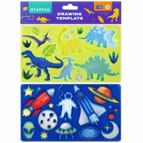 Starpak Plastikowy szablon rysunkowy - dino, kosmos 2 szt.