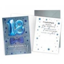 Kukartka Karnet Urodziny 18 niebieski
