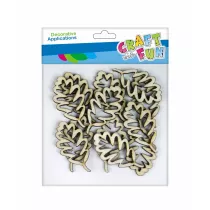Craft with Fun Ozdoba drewniana samoprzylepne listki dbu 12 szt.