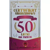 Yeku Karnet Certyfikat Urodzinowy 50 urodziny damskie