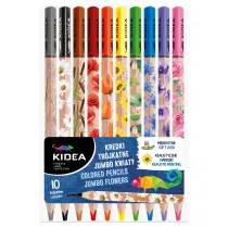 Derform Kredki trjktne jumbo Kwiaty 10 kolorw KIDEA